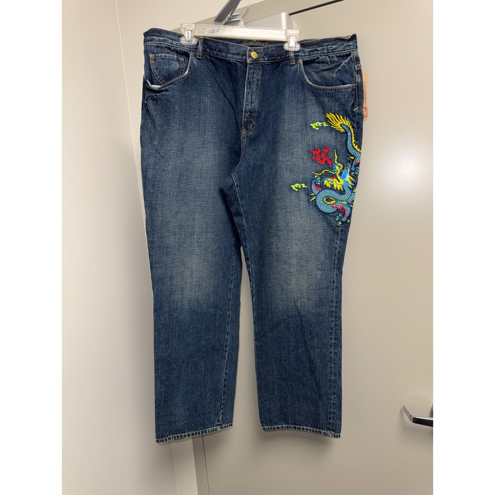 Lauren Ralph Lauren Y2K Dragon Embroidered Jeans Dark Wash 20W New